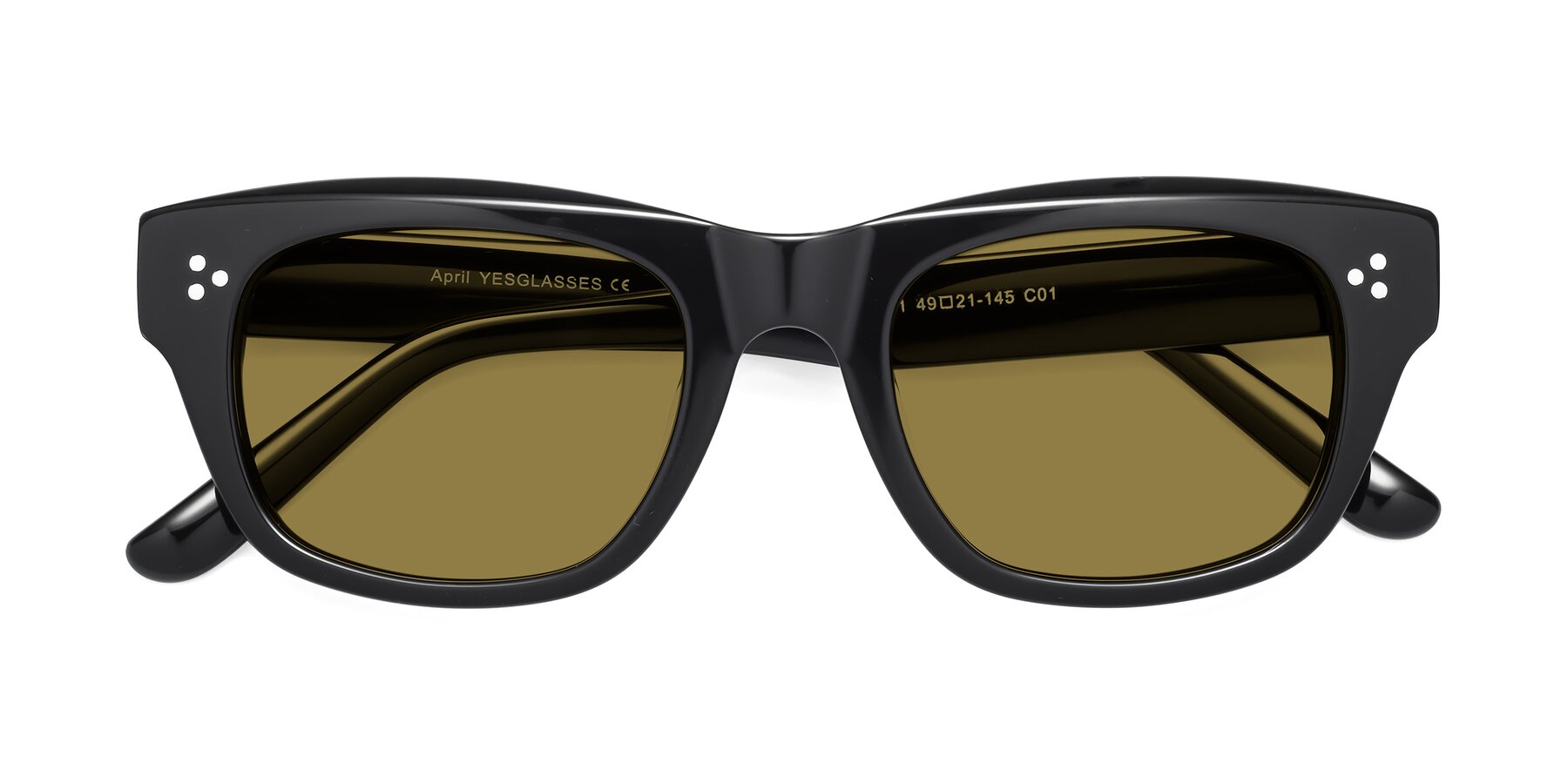 Folded Front of April in Black with Brown Polarized Lenses