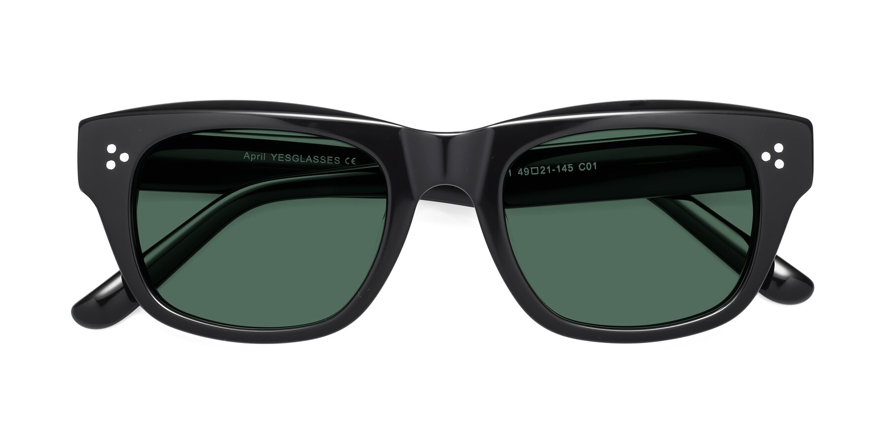 Folded Front of April in Black with Green Polarized Lenses