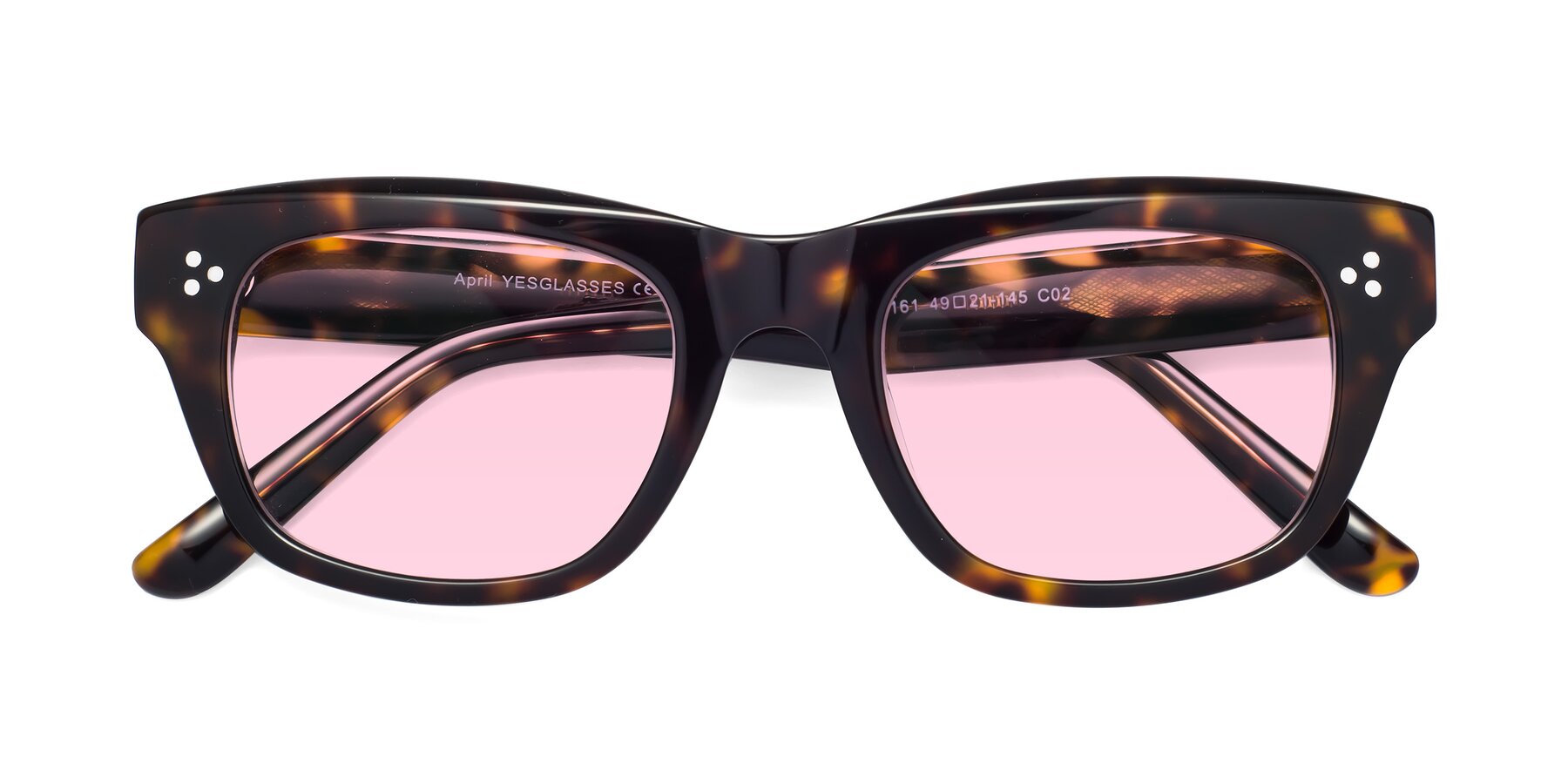 Folded Front of April in Tortoise with Light Pink Tinted Lenses