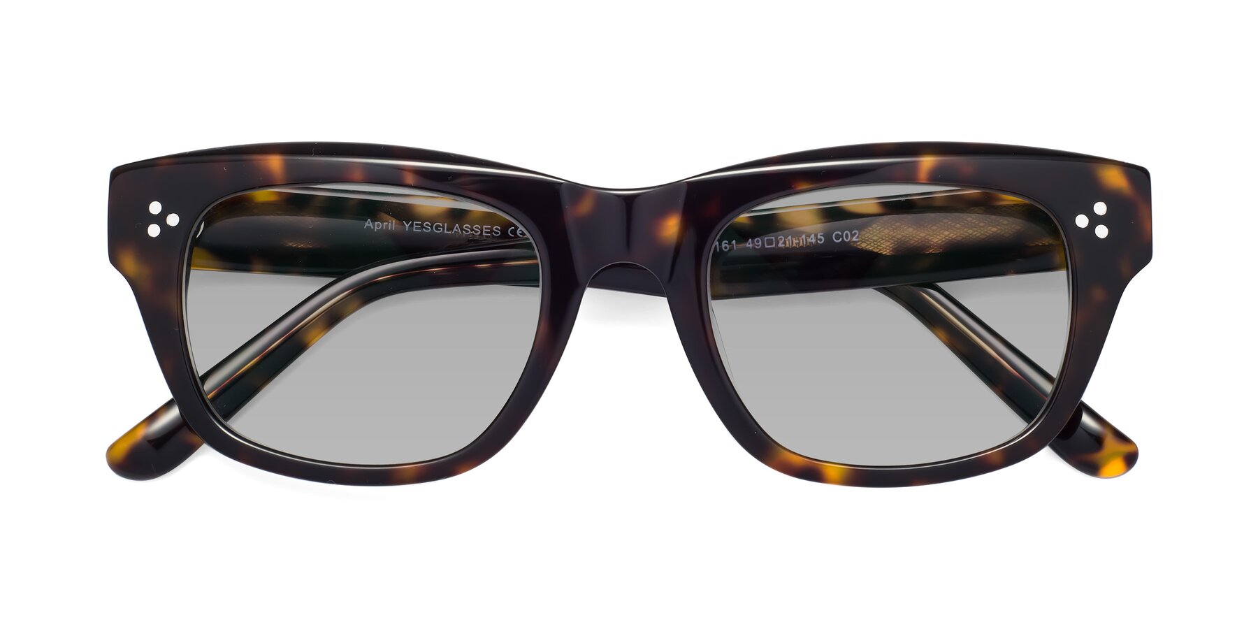 Folded Front of April in Tortoise with Light Gray Tinted Lenses