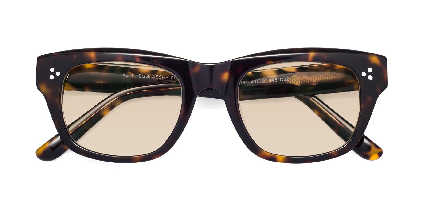 Folded Front of April in Tortoise with Light Brown Tinted Lenses