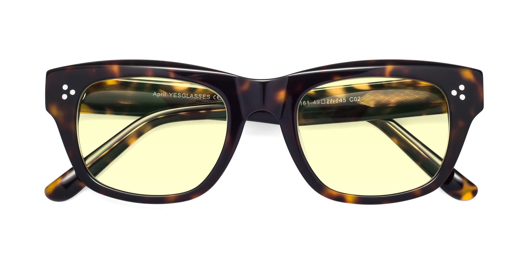 Folded Front of April in Tortoise with Light Yellow Tinted Lenses