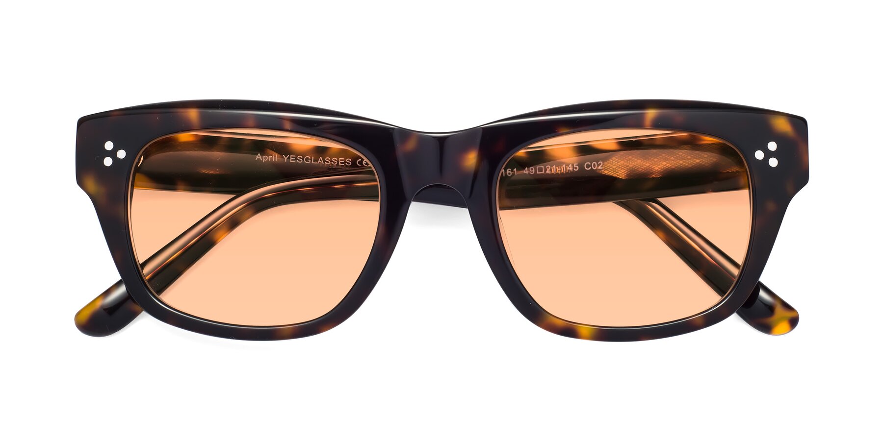 Folded Front of April in Tortoise with Light Orange Tinted Lenses