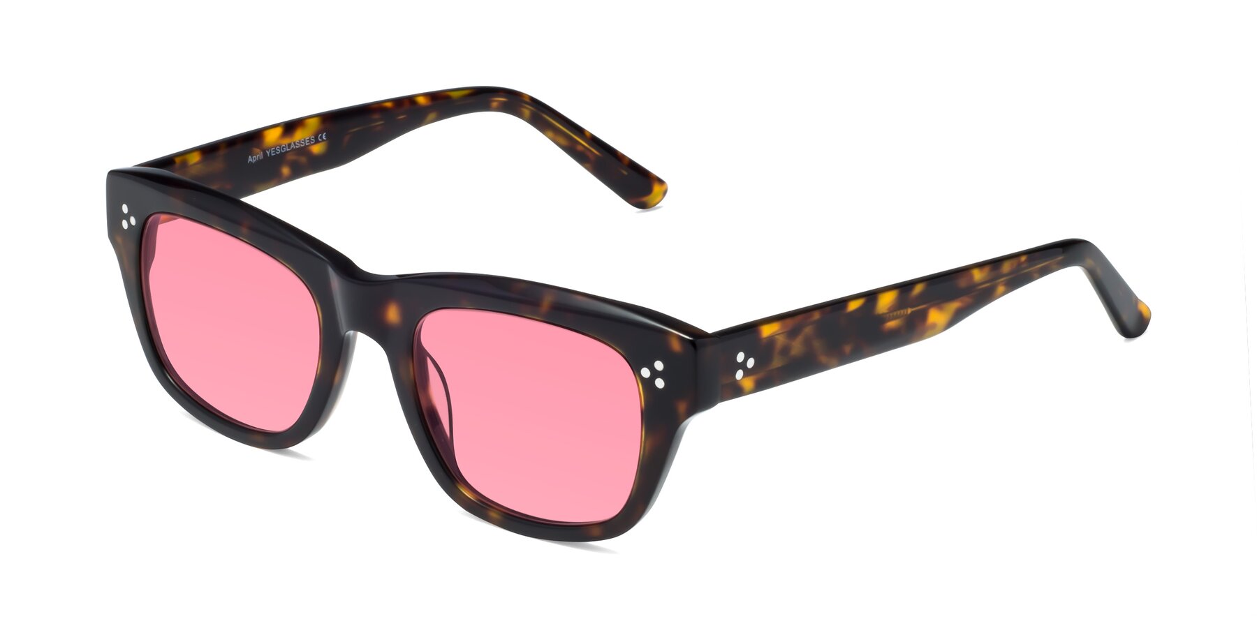 Angle of April in Tortoise with Pink Tinted Lenses
