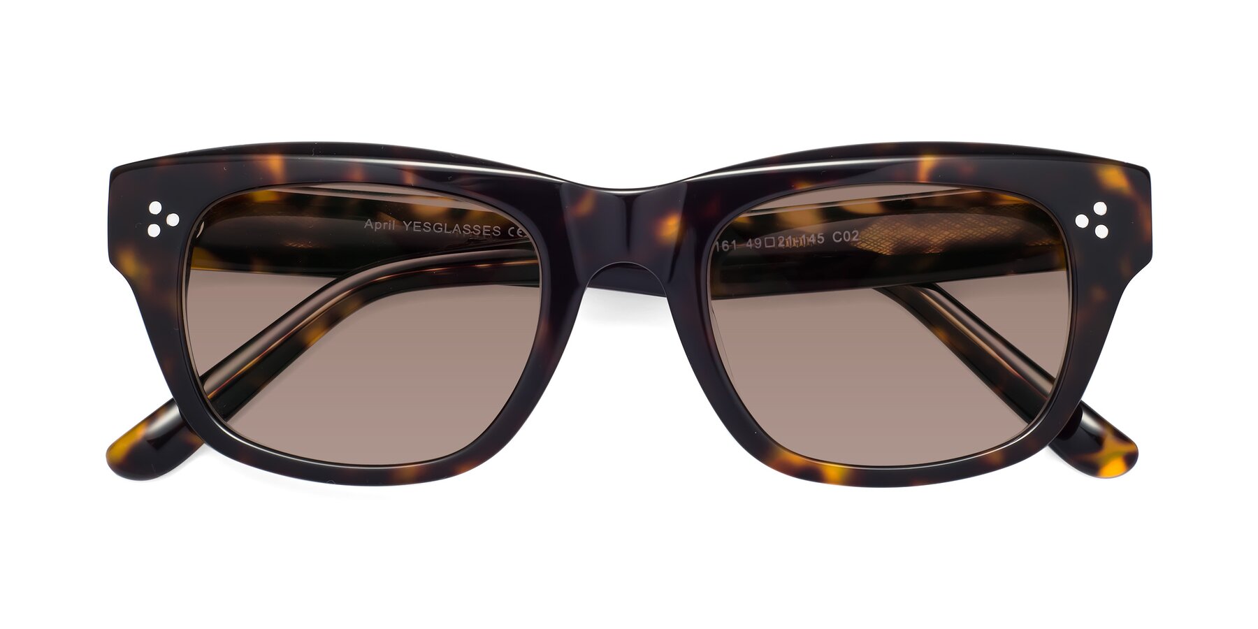 Folded Front of April in Tortoise with Medium Brown Tinted Lenses