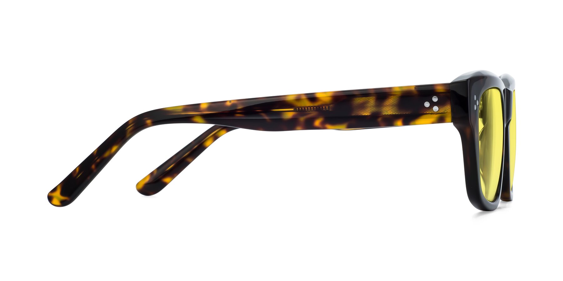 Side of April in Tortoise with Medium Yellow Tinted Lenses