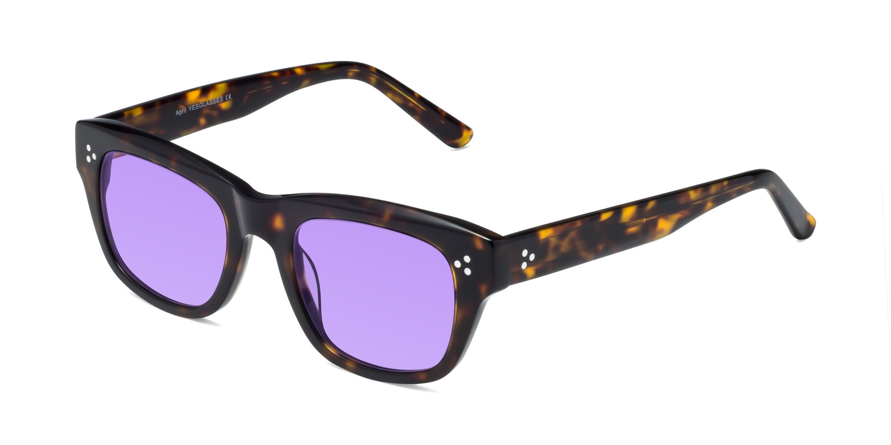 Angle of April in Tortoise with Medium Purple Tinted Lenses