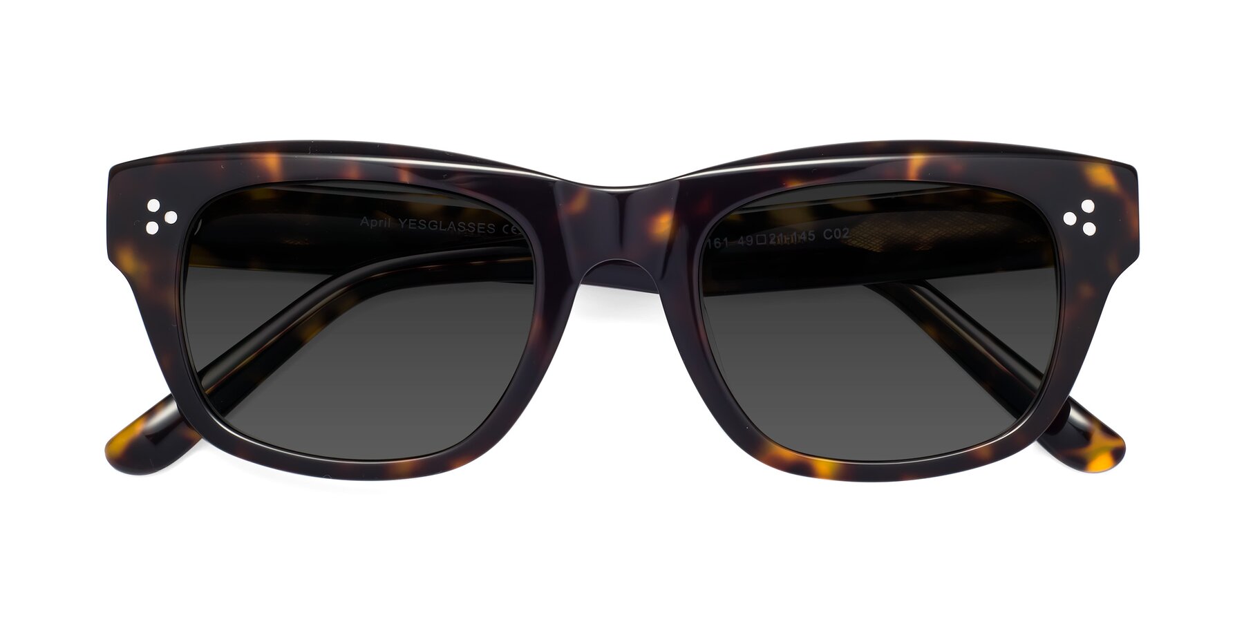 Folded Front of April in Tortoise with Gray Tinted Lenses