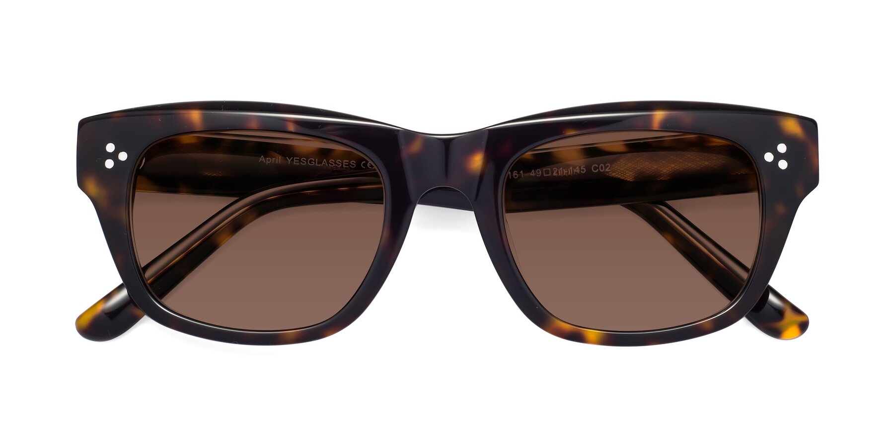 Folded Front of April in Tortoise with Brown Tinted Lenses
