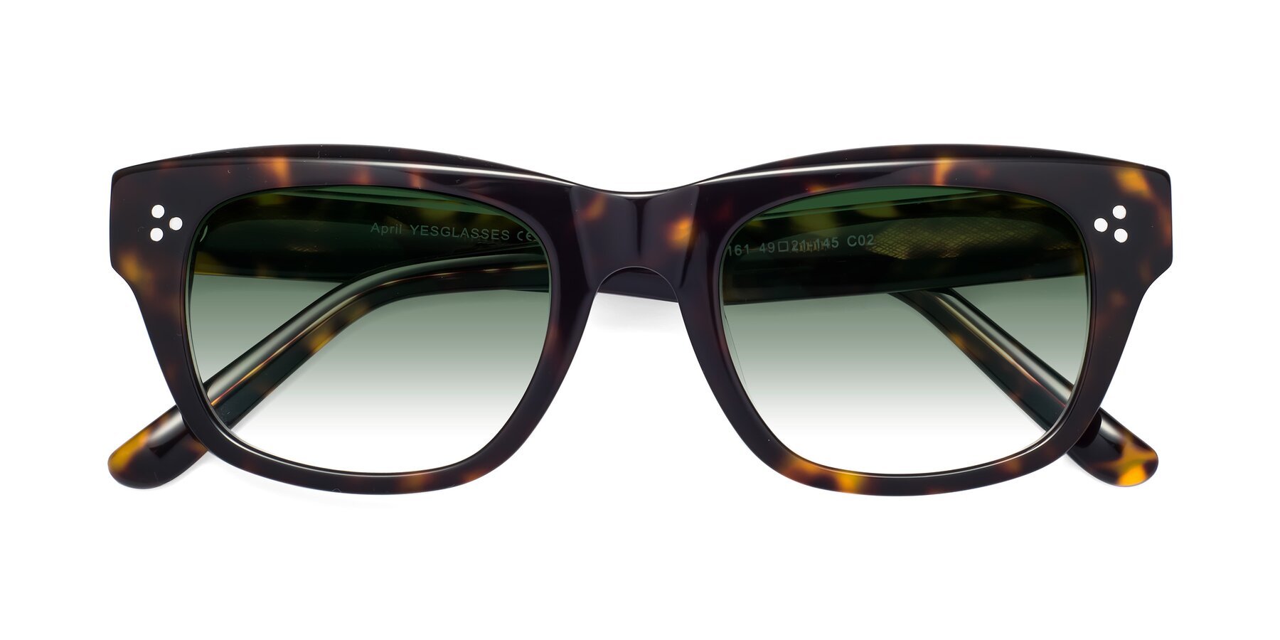 Folded Front of April in Tortoise with Green Gradient Lenses