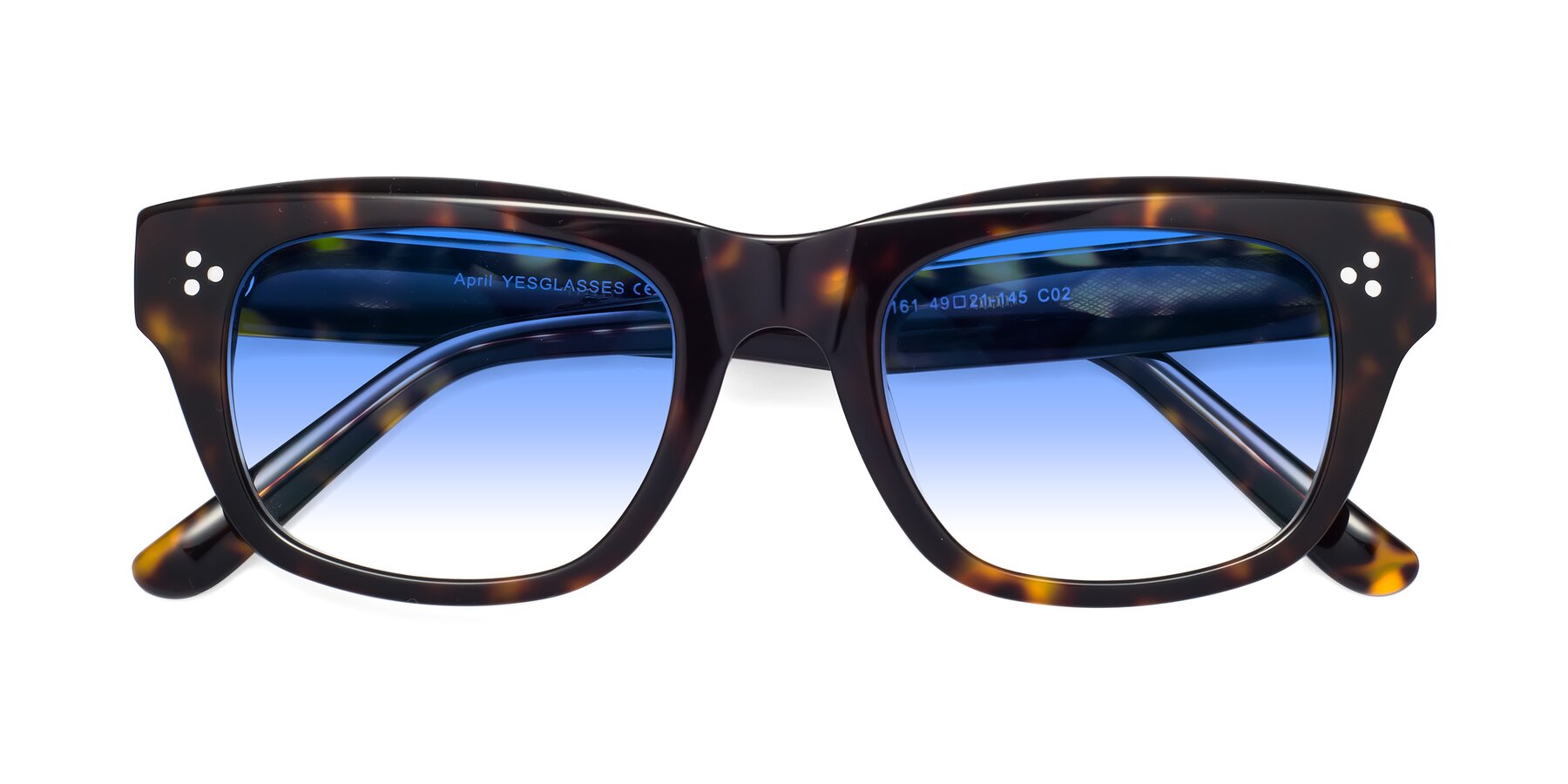 Folded Front of April in Tortoise with Blue Gradient Lenses