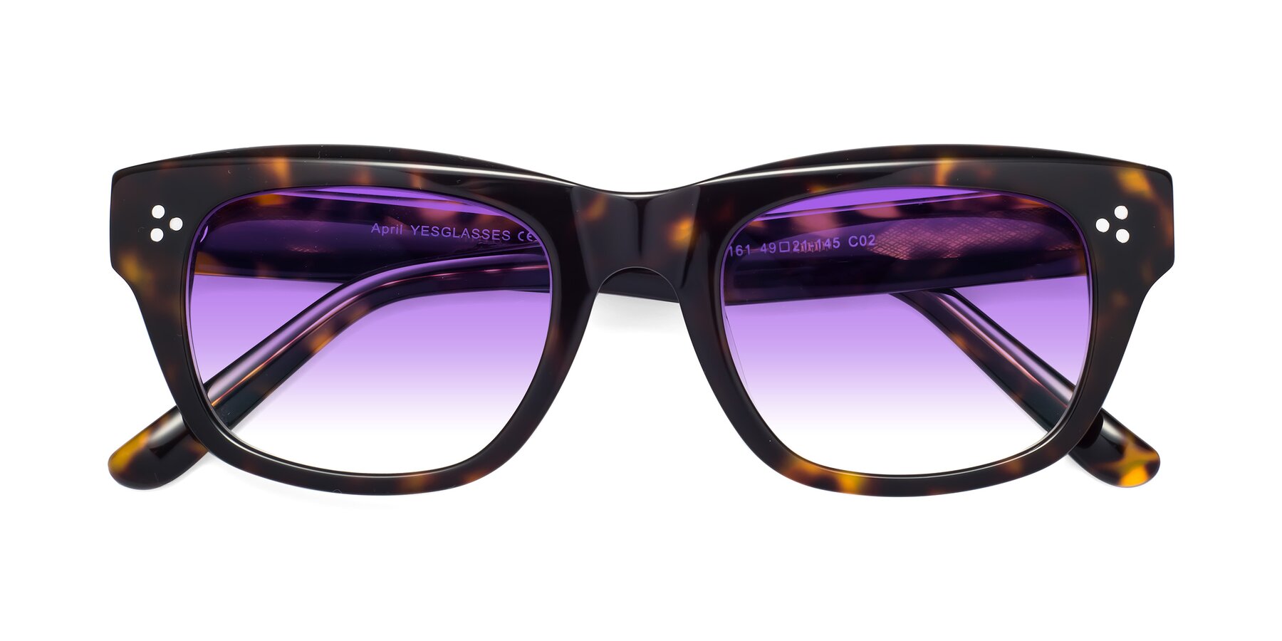 Folded Front of April in Tortoise with Purple Gradient Lenses