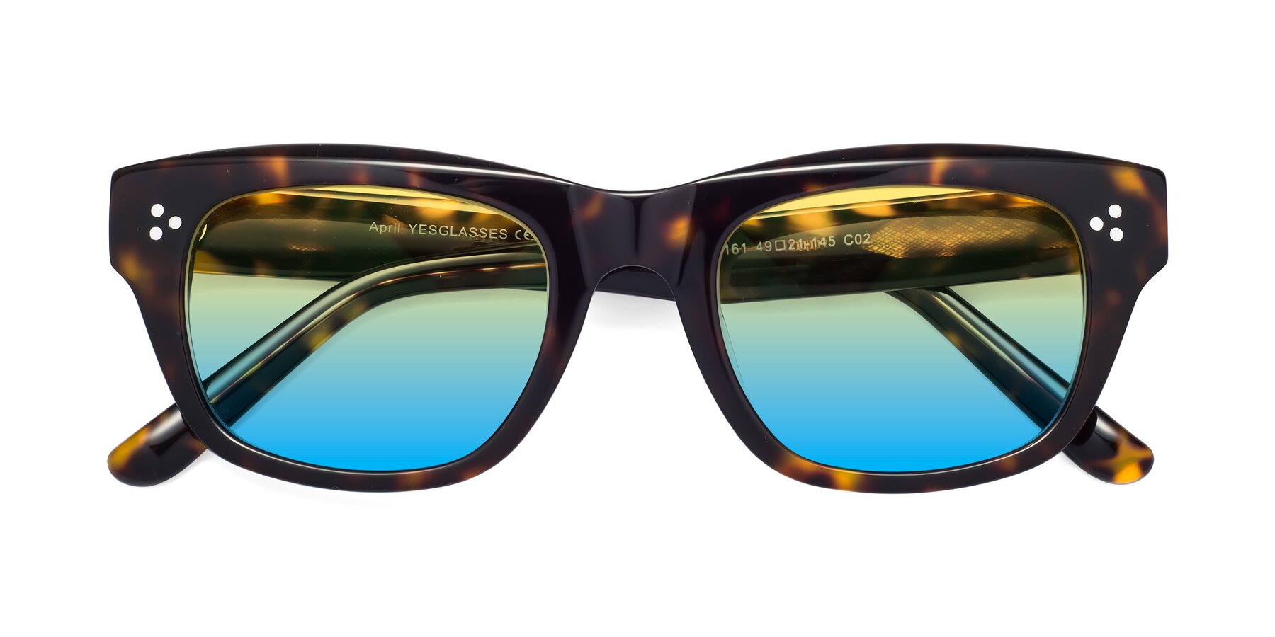 Folded Front of April in Tortoise with Yellow / Blue Gradient Lenses