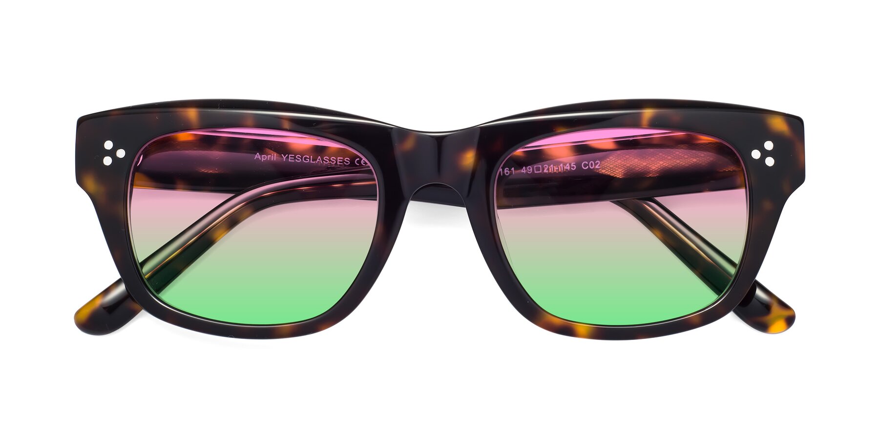Folded Front of April in Tortoise with Pink / Green Gradient Lenses