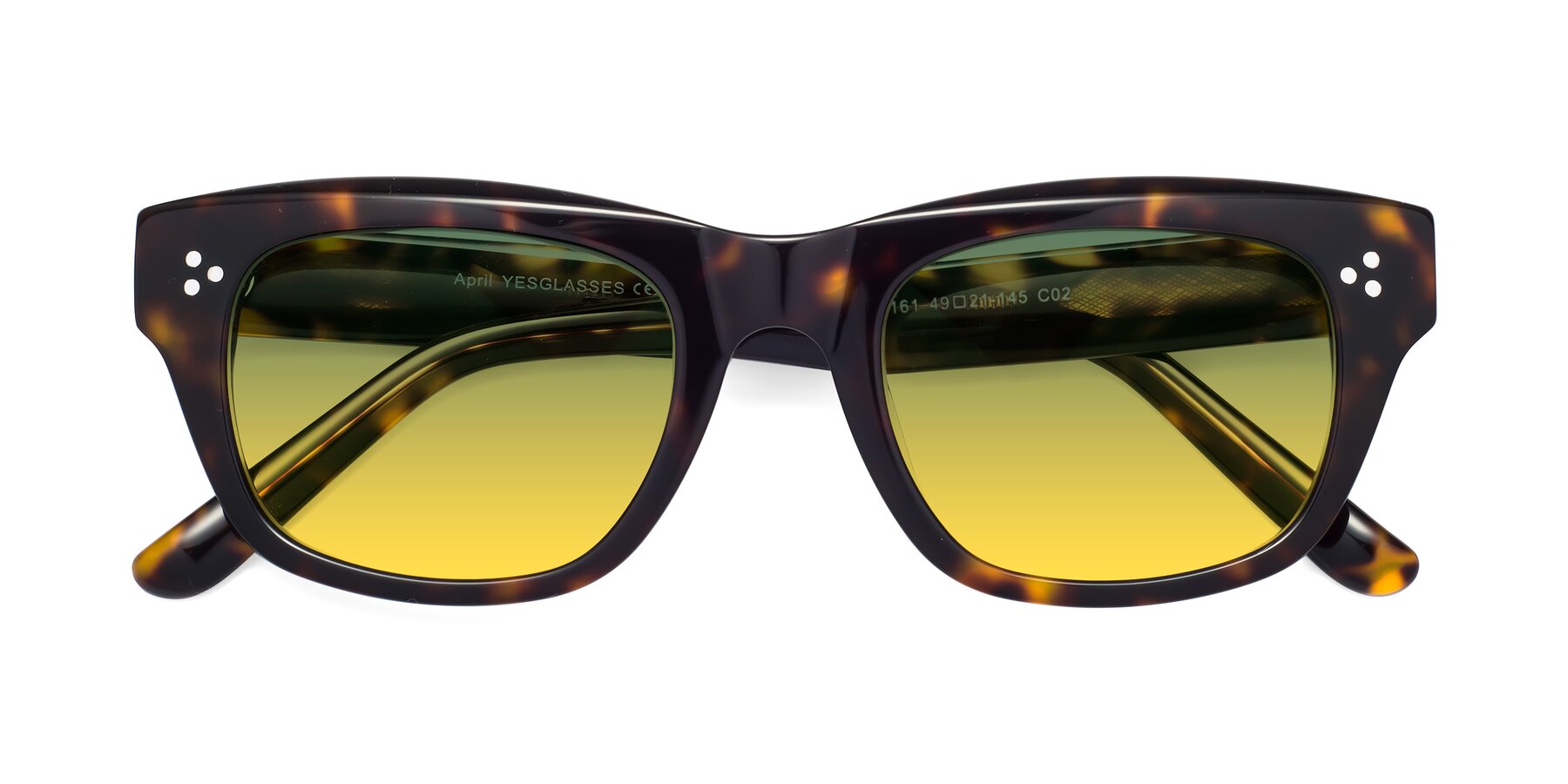 Folded Front of April in Tortoise with Green / Yellow Gradient Lenses