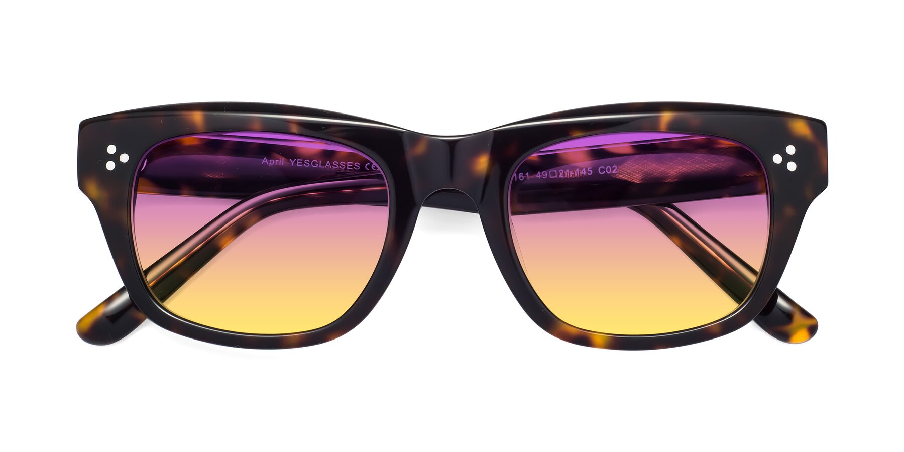 Folded Front of April in Tortoise with Purple / Yellow Gradient Lenses