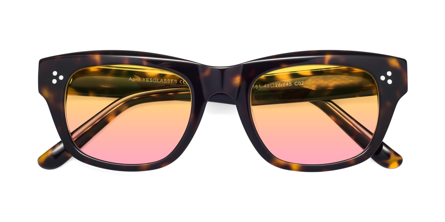 Folded Front of April in Tortoise with Yellow / Pink Gradient Lenses