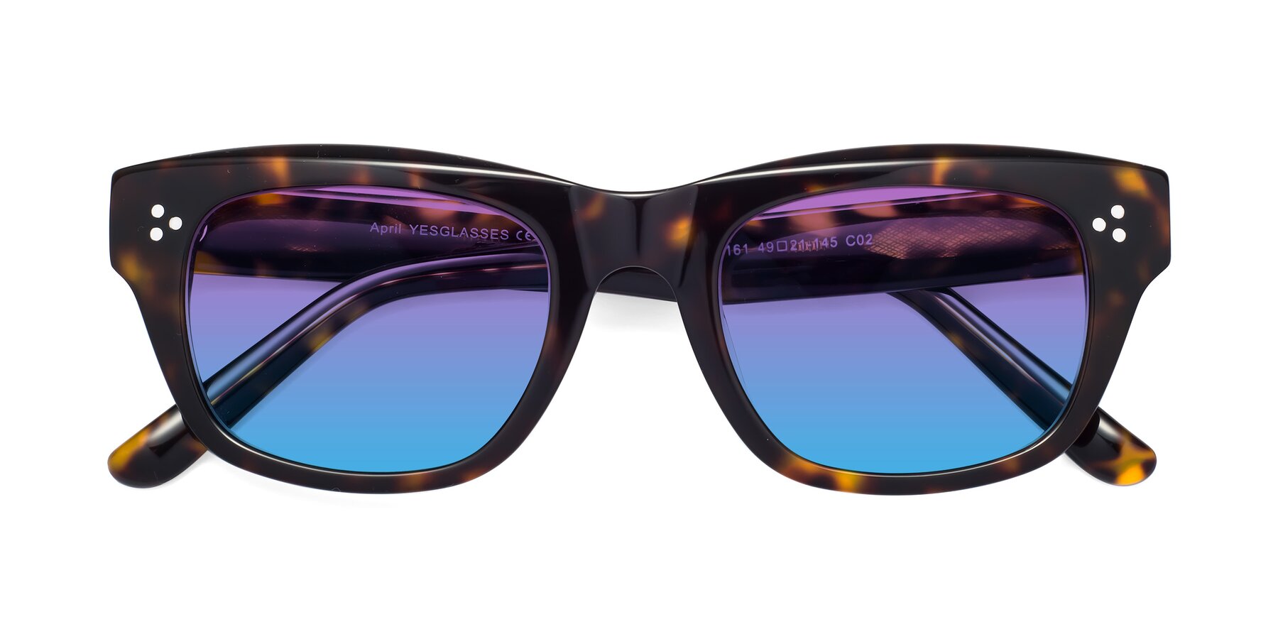 Folded Front of April in Tortoise with Purple / Blue Gradient Lenses