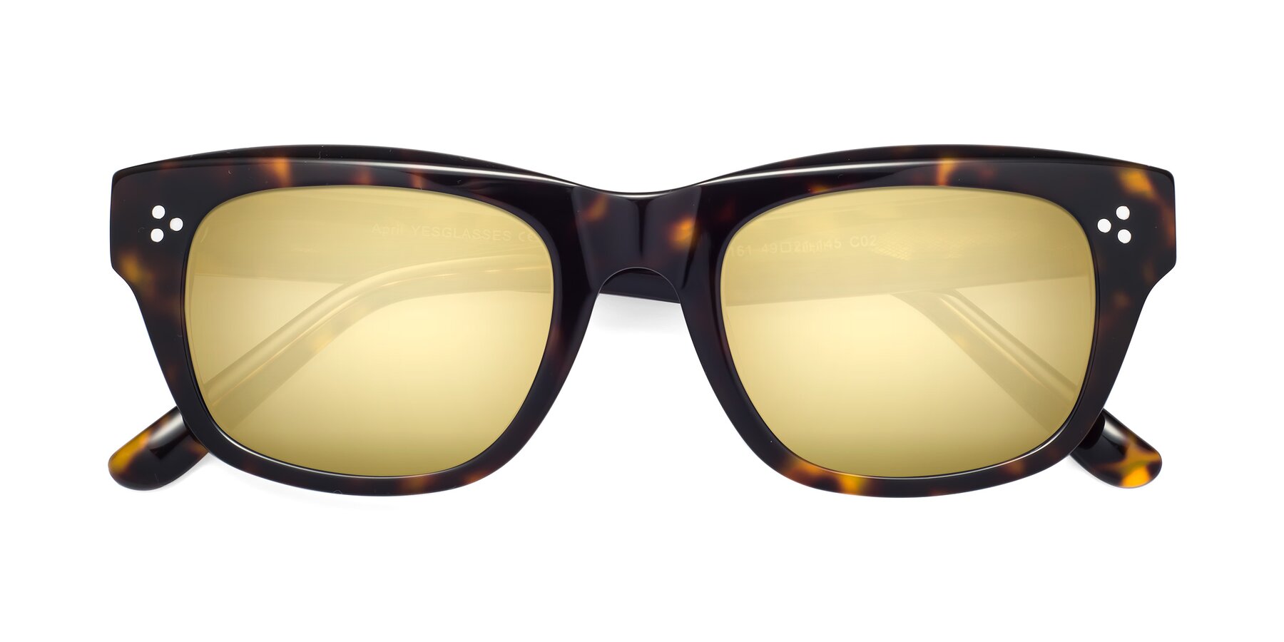 Folded Front of April in Tortoise with Gold Mirrored Lenses