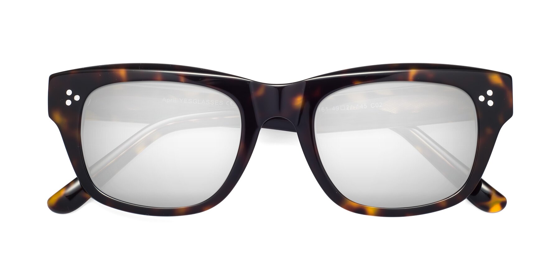 Folded Front of April in Tortoise with Silver Mirrored Lenses