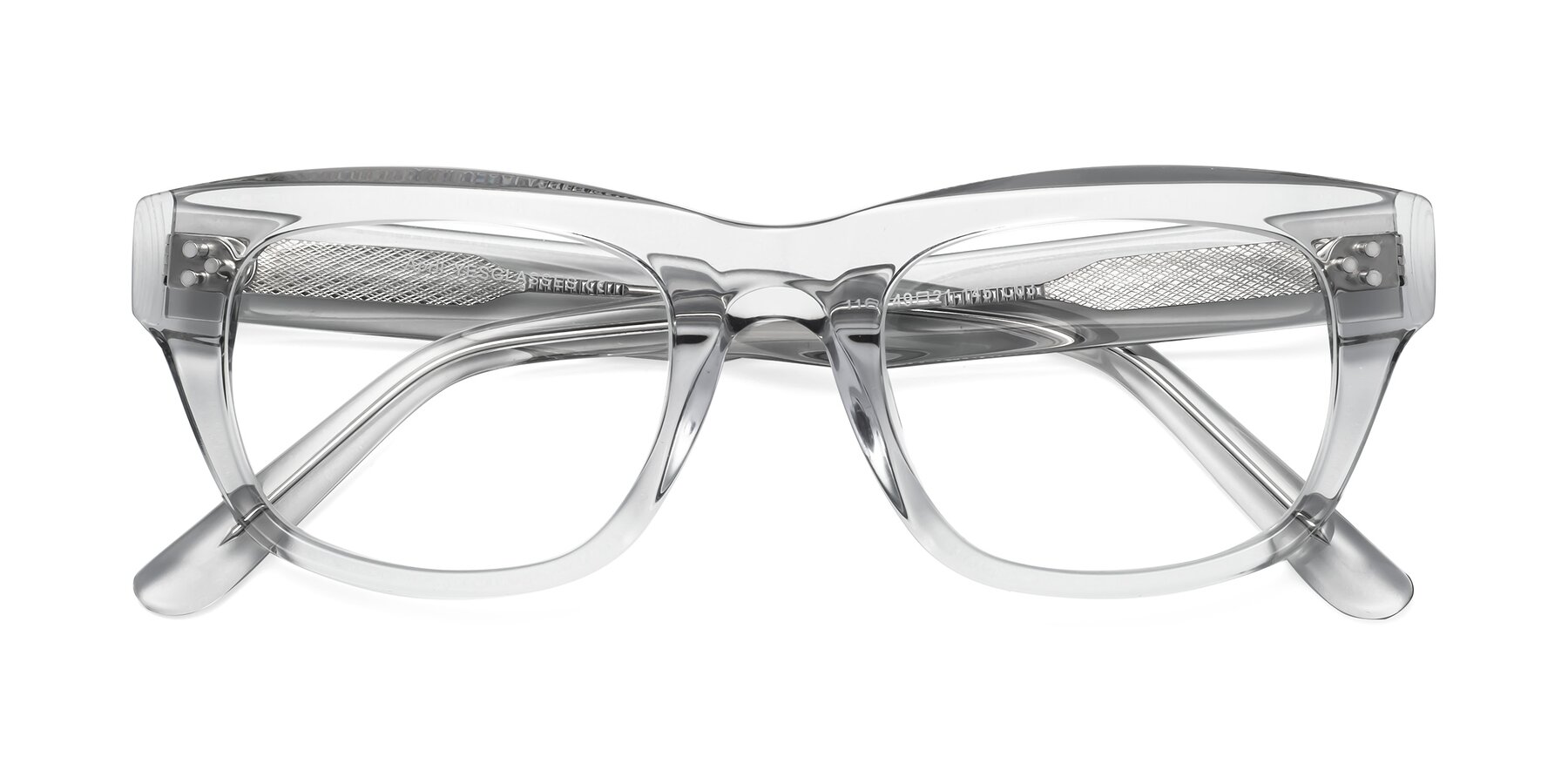 Folded Front of April in Clear with Clear Reading Eyeglass Lenses
