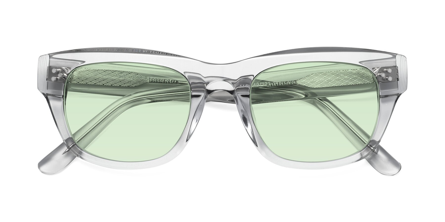 Folded Front of April in Clear with Light Green Tinted Lenses