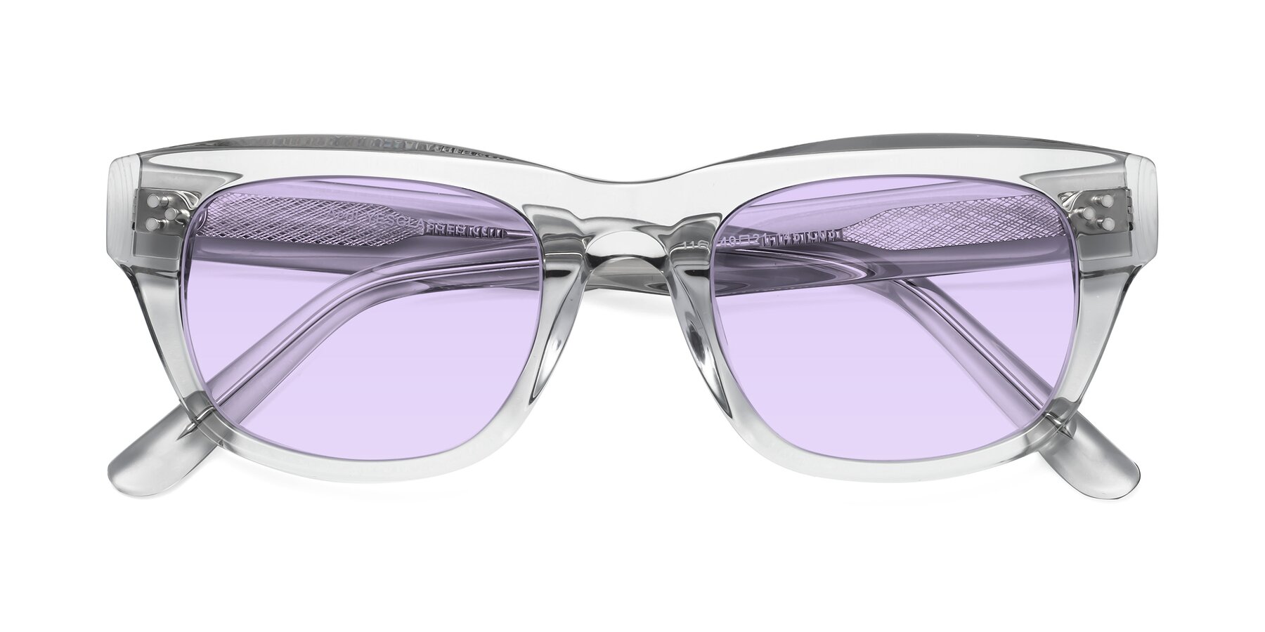 Folded Front of April in Clear with Light Purple Tinted Lenses