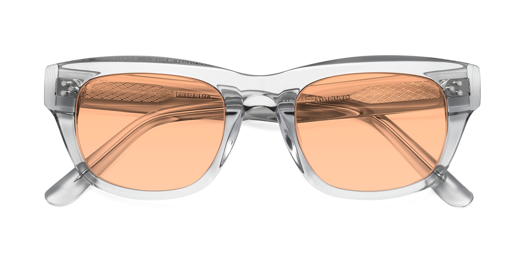 Folded Front of April in Clear with Light Orange Tinted Lenses