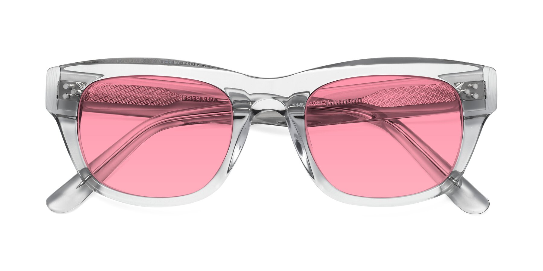 Folded Front of April in Clear with Pink Tinted Lenses