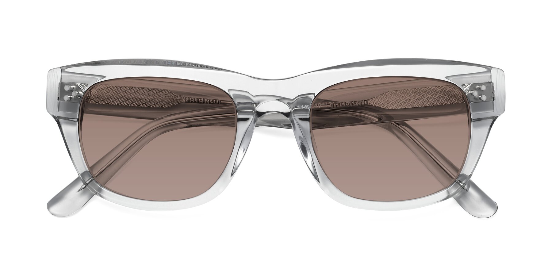 Folded Front of April in Clear with Medium Brown Tinted Lenses