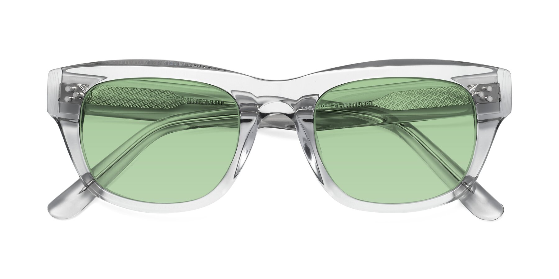 Folded Front of April in Clear with Medium Green Tinted Lenses