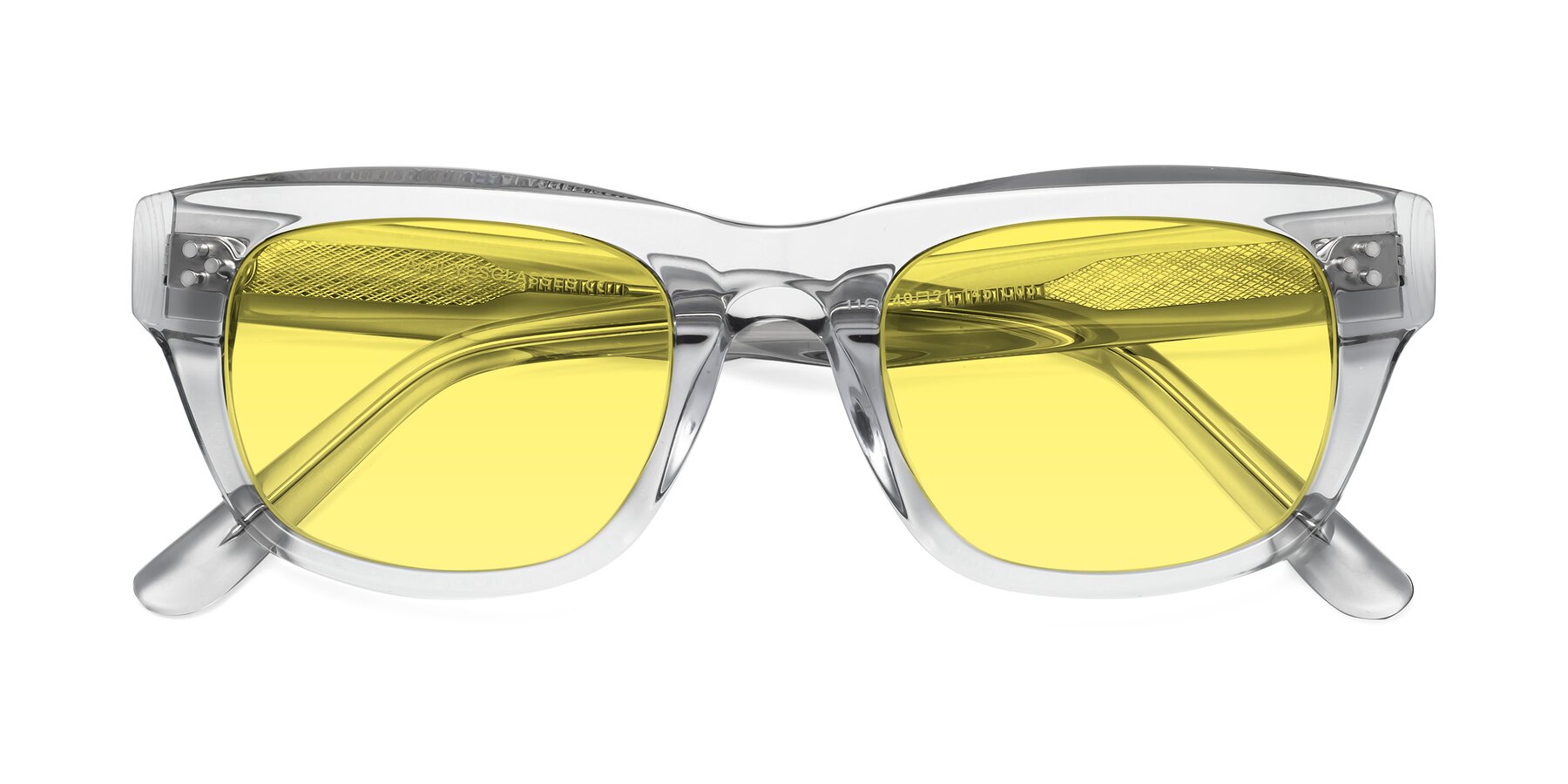 Folded Front of April in Clear with Medium Yellow Tinted Lenses