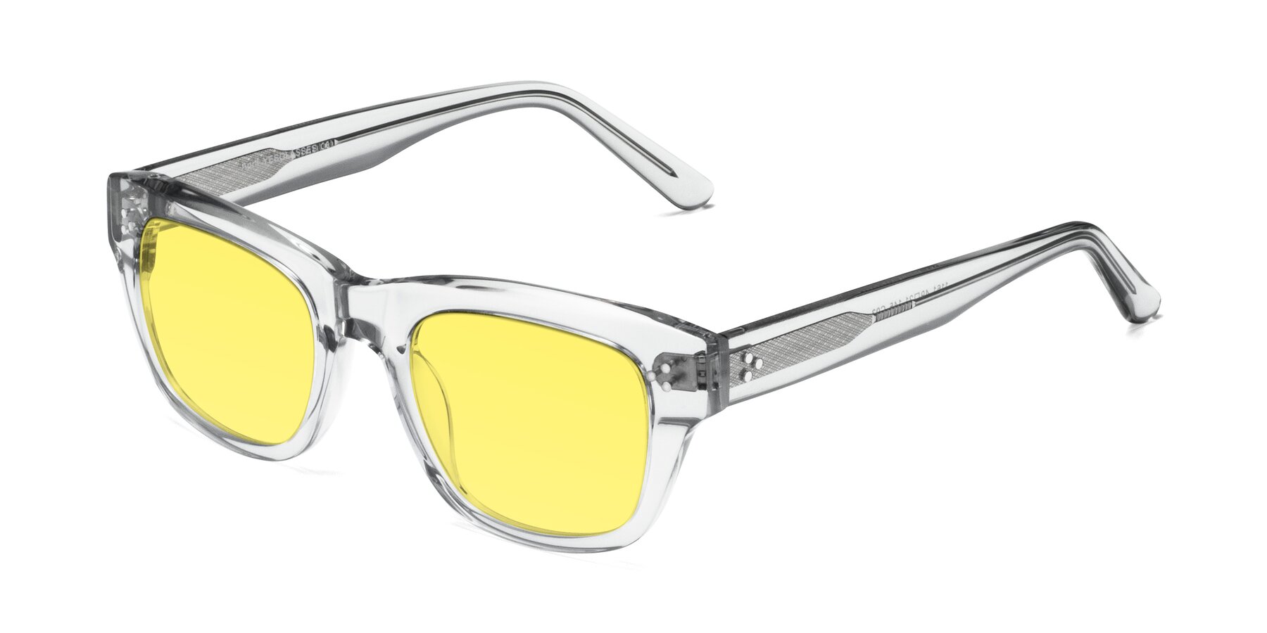 Angle of April in Clear with Medium Yellow Tinted Lenses