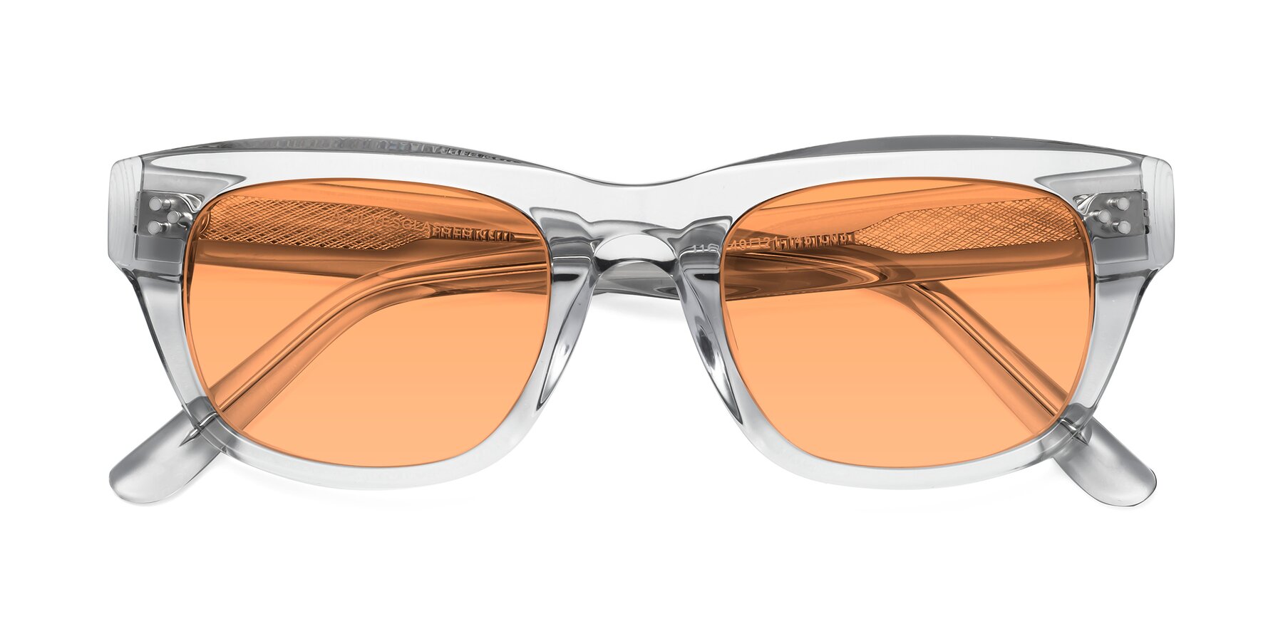 Folded Front of April in Clear with Medium Orange Tinted Lenses