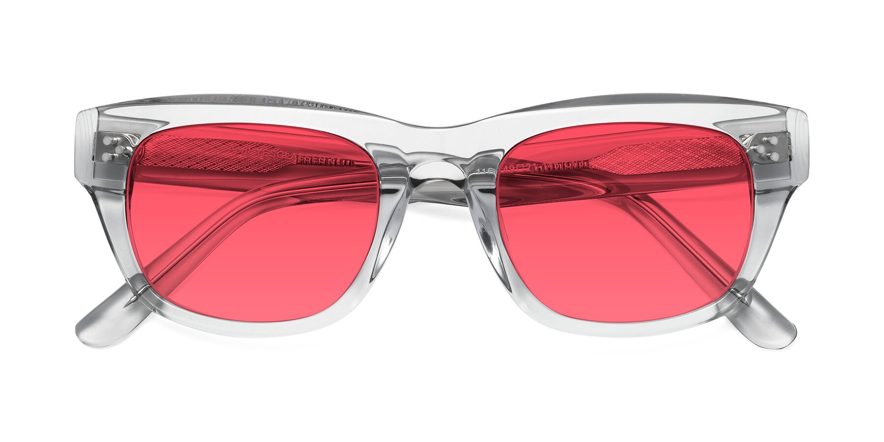 Folded Front of April in Clear with Red Tinted Lenses
