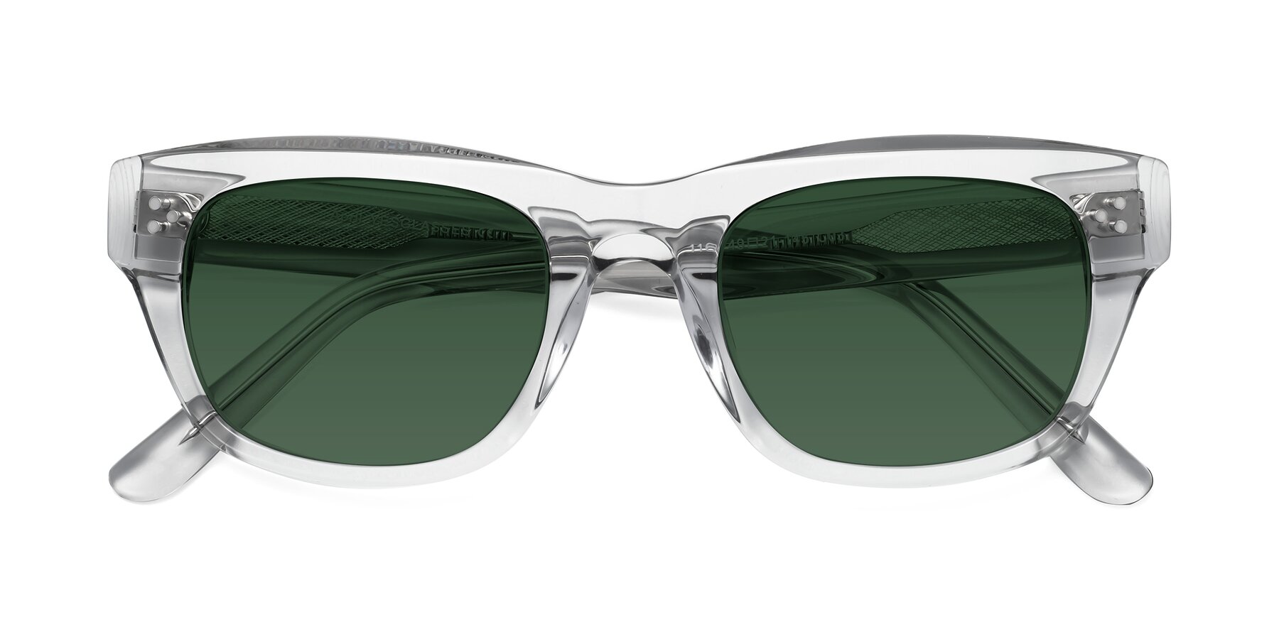 Folded Front of April in Clear with Green Tinted Lenses