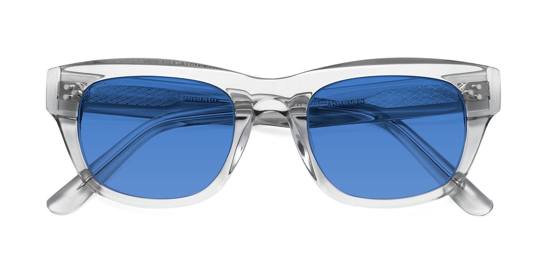 Folded Front of April in Clear with Blue Tinted Lenses