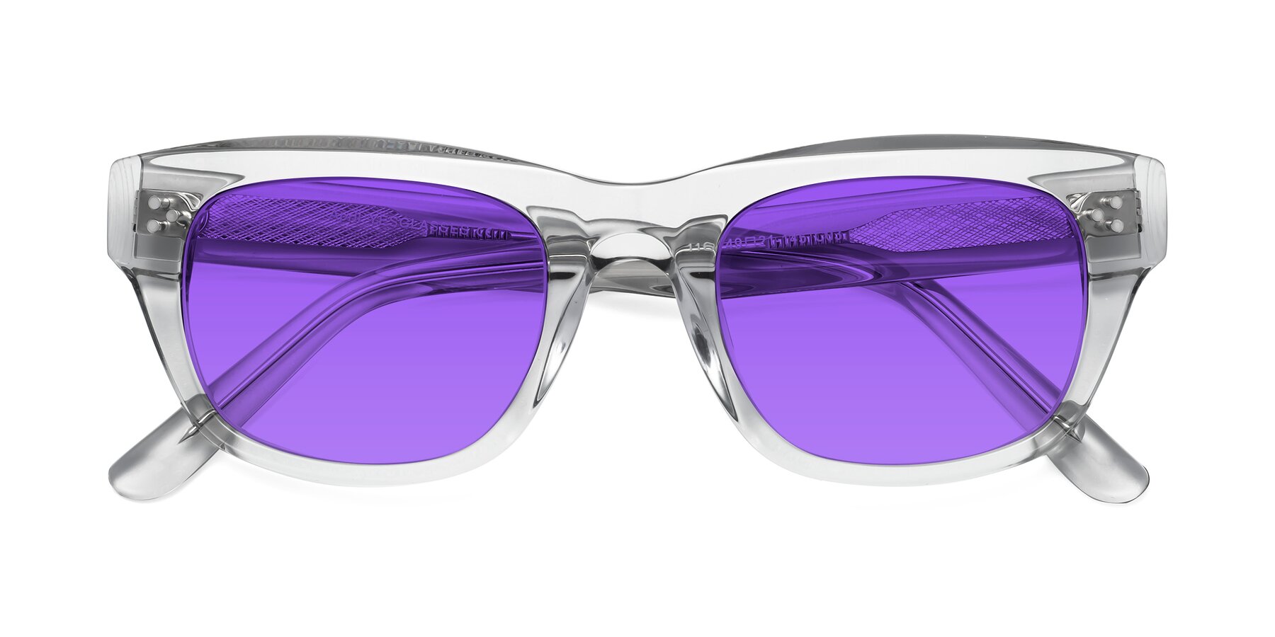 Folded Front of April in Clear with Purple Tinted Lenses