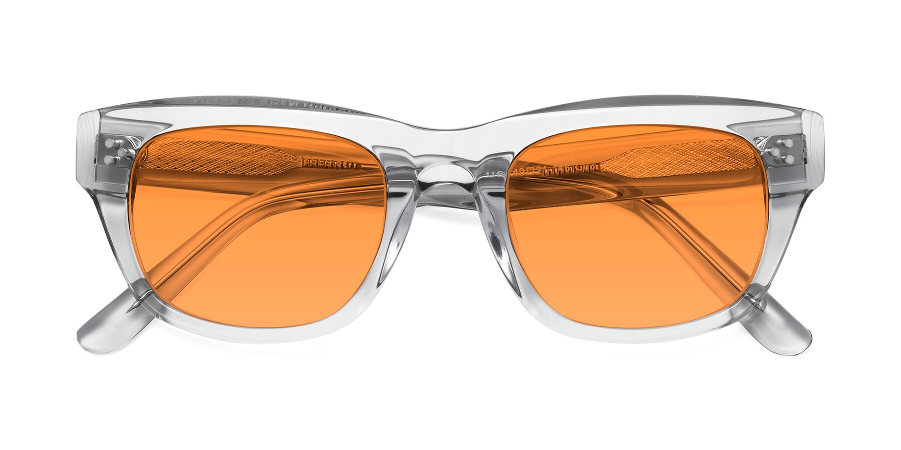 Folded Front of April in Clear with Orange Tinted Lenses
