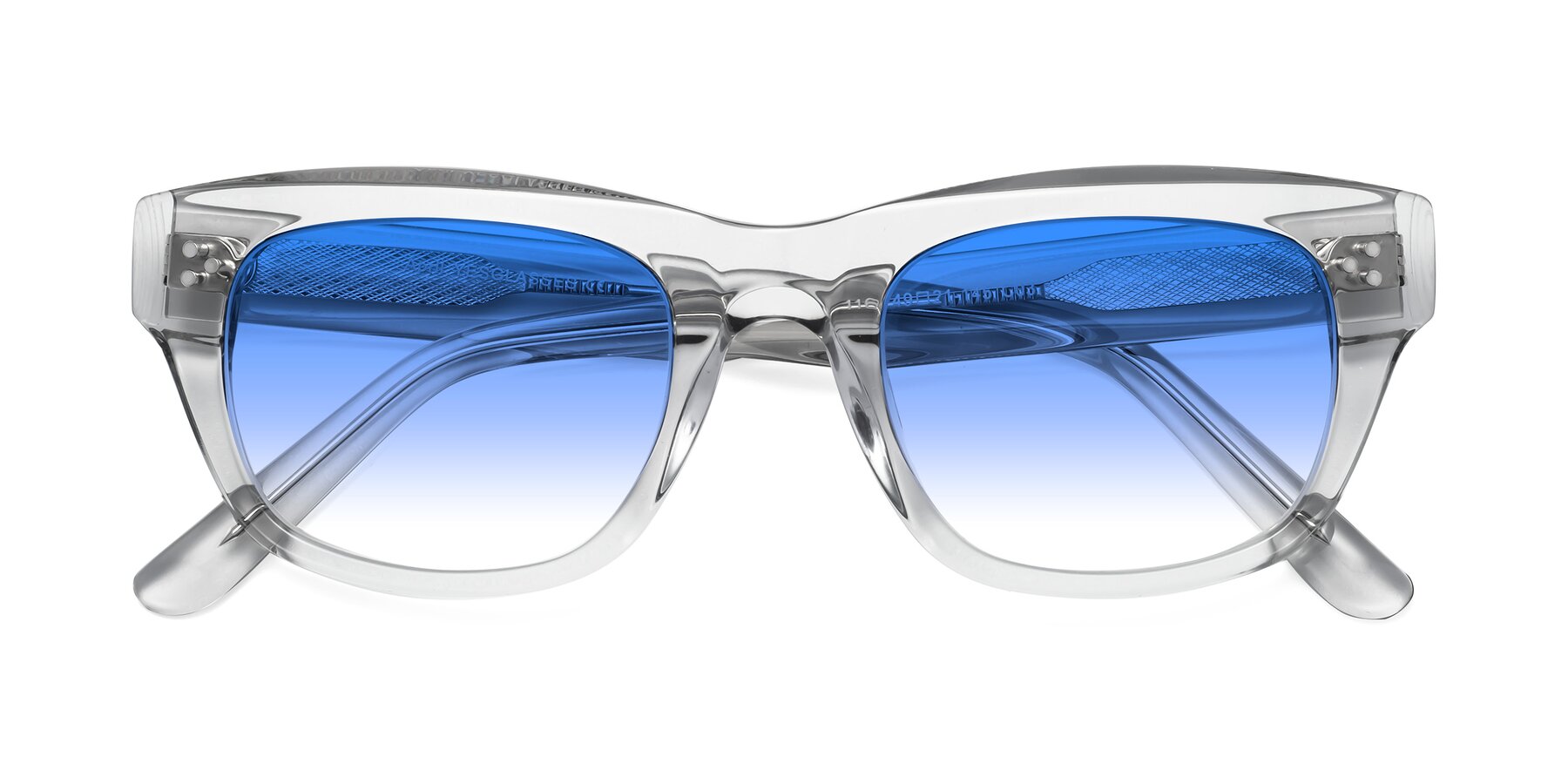 Folded Front of April in Clear with Blue Gradient Lenses
