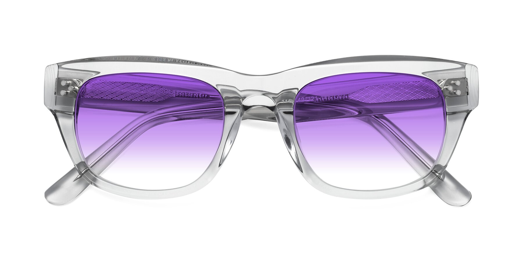 Folded Front of April in Clear with Purple Gradient Lenses