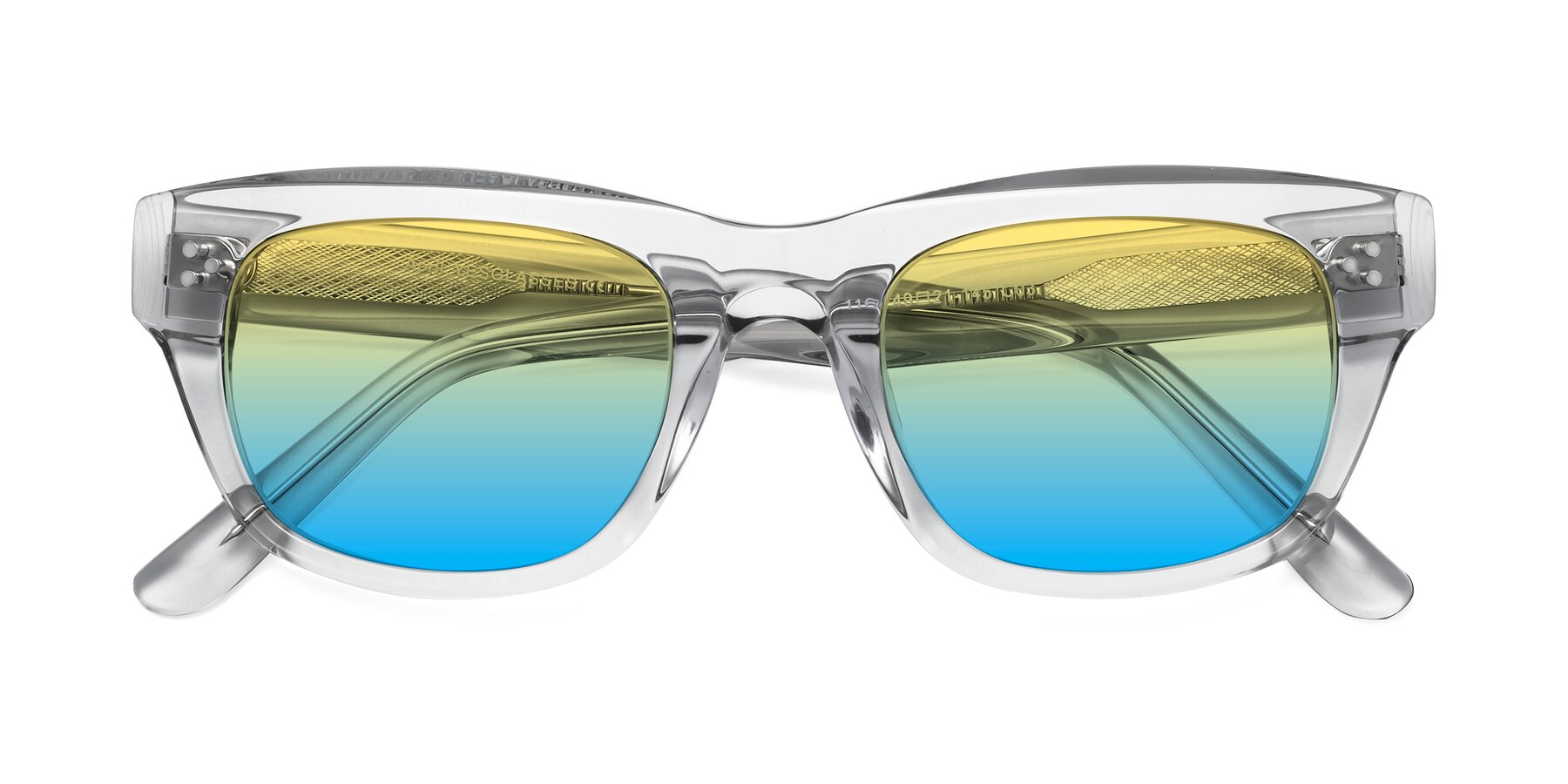 Folded Front of April in Clear with Yellow / Blue Gradient Lenses