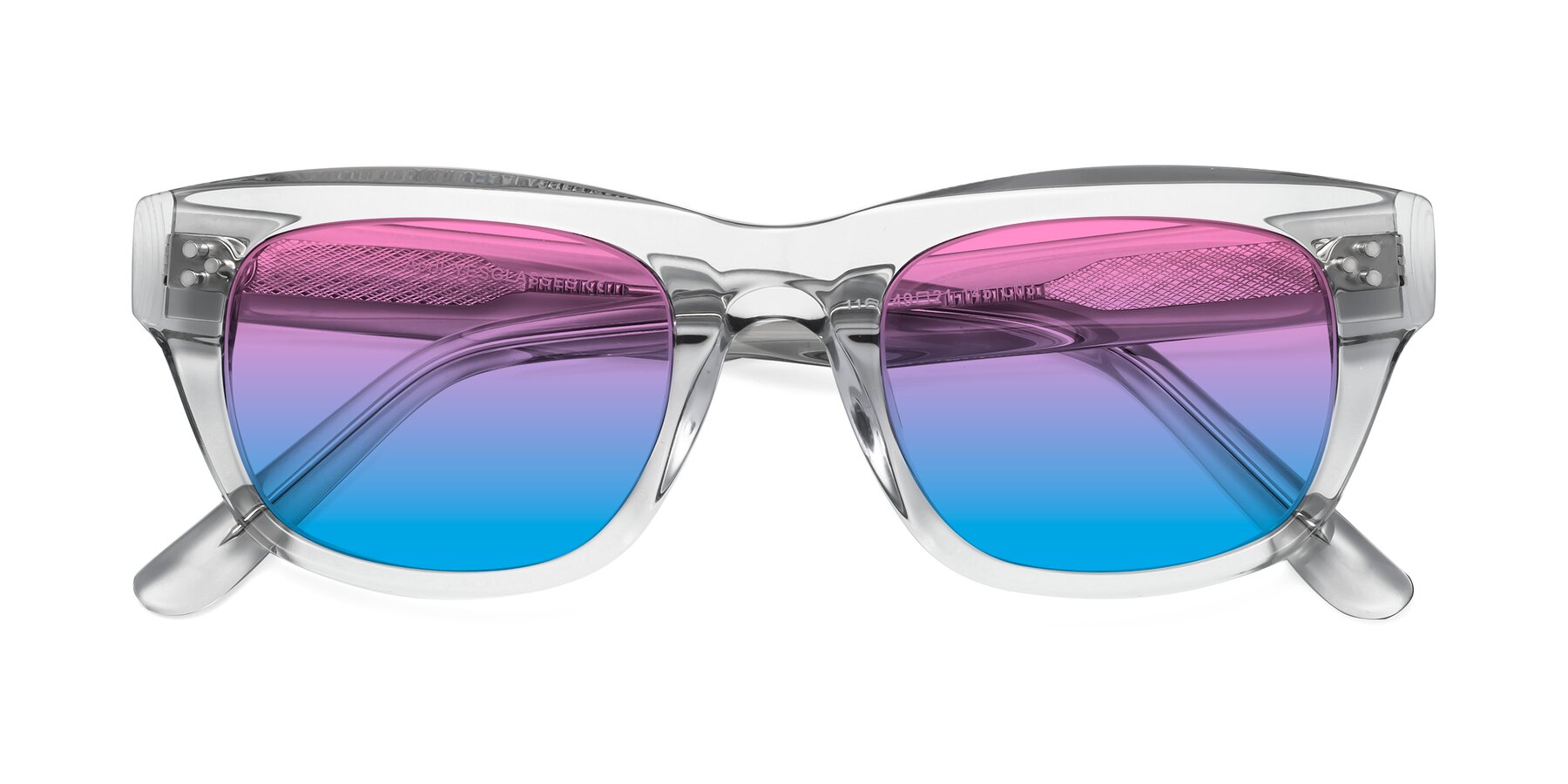 Folded Front of April in Clear with Pink / Blue Gradient Lenses