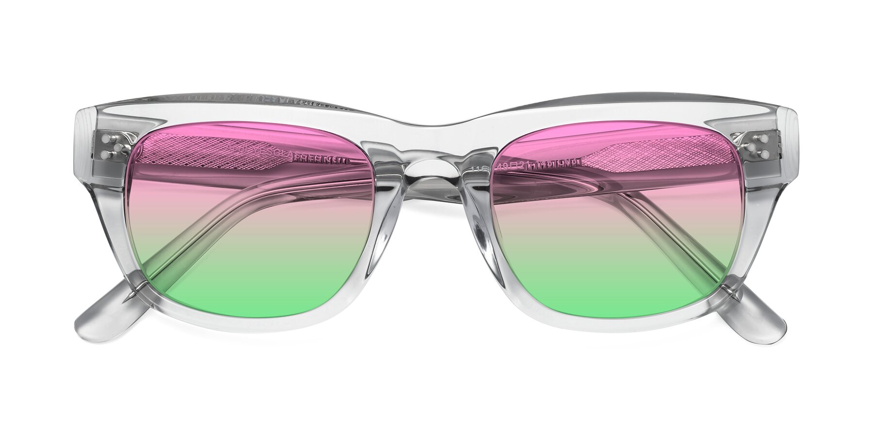 Folded Front of April in Clear with Pink / Green Gradient Lenses