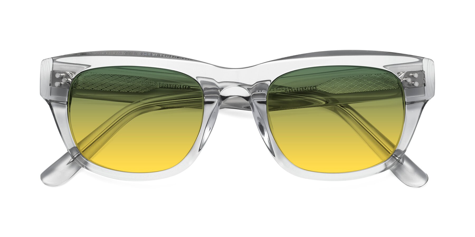 Folded Front of April in Clear with Green / Yellow Gradient Lenses