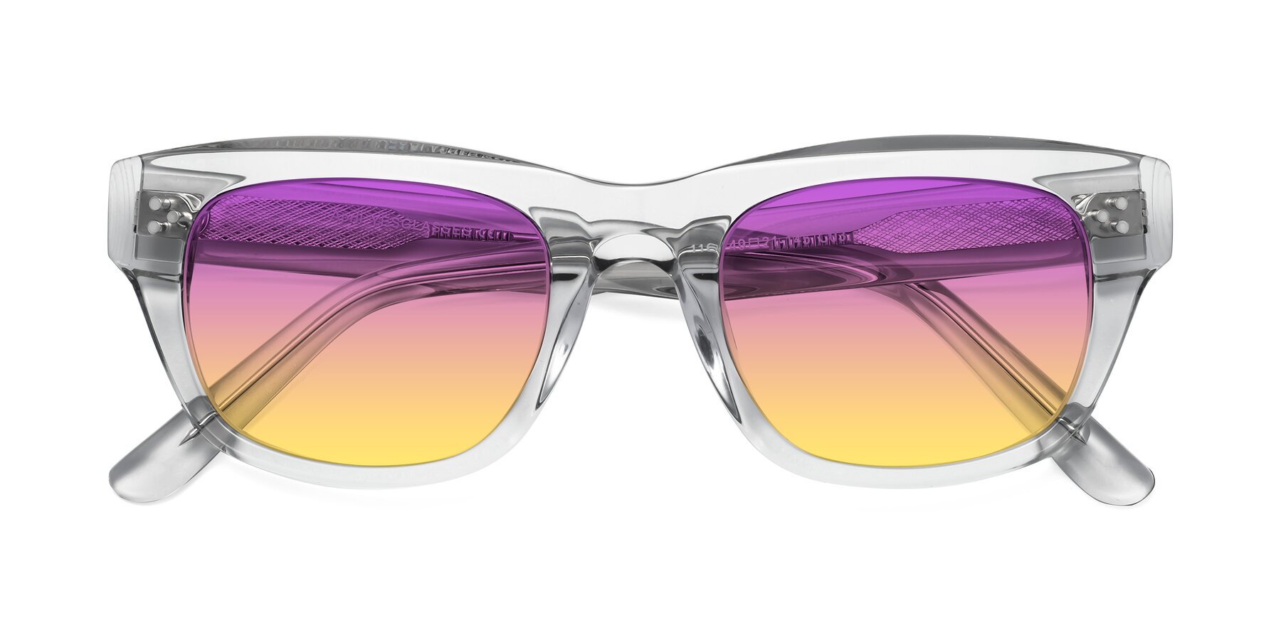 Folded Front of April in Clear with Purple / Yellow Gradient Lenses