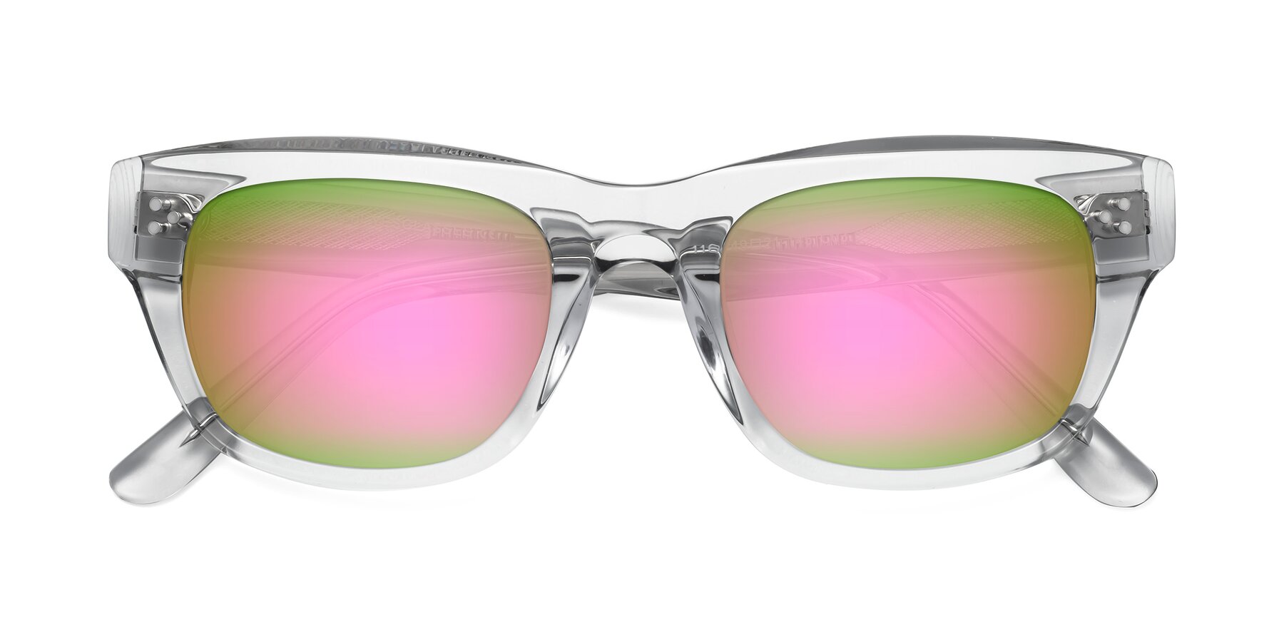 Folded Front of April in Clear with Pink Mirrored Lenses