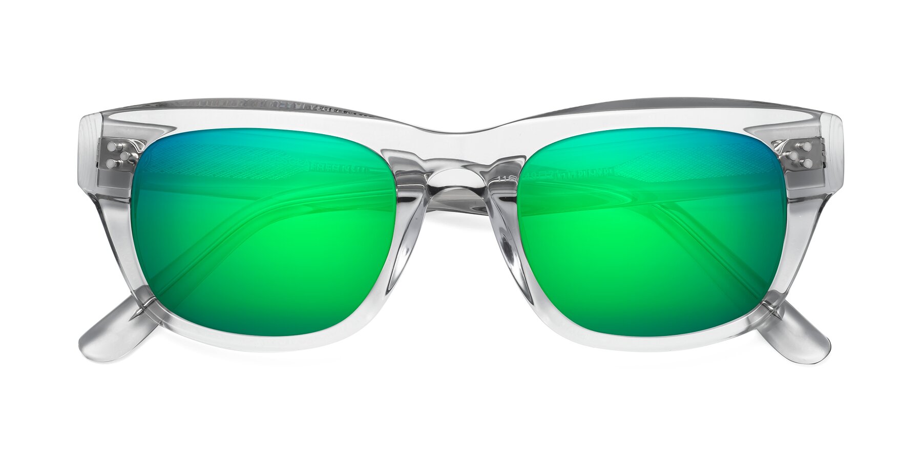 Folded Front of April in Clear with Green Mirrored Lenses
