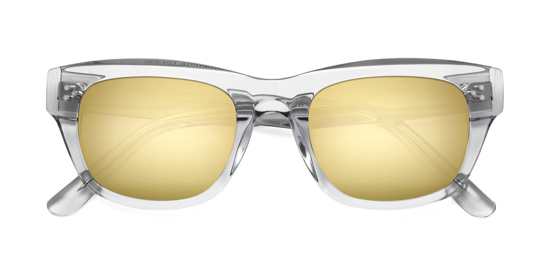 Folded Front of April in Clear with Gold Mirrored Lenses