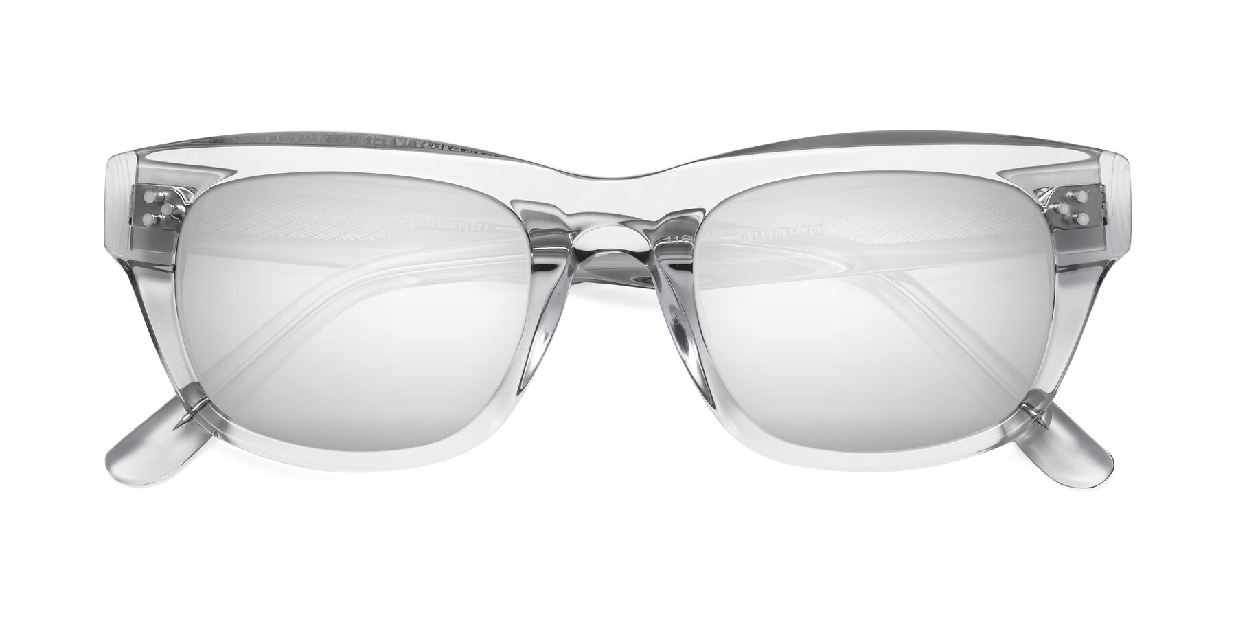 Folded Front of April in Clear with Silver Mirrored Lenses